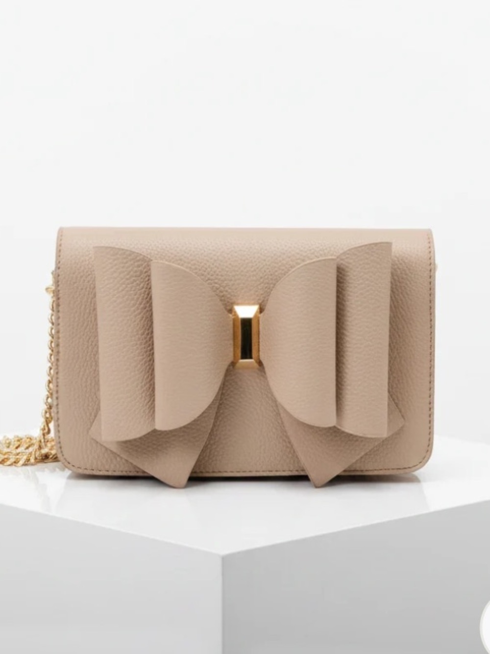 Like Dreams Jane Overflap Bow Clutch / Crossbody Handbag NEW Vegan Beige NEW